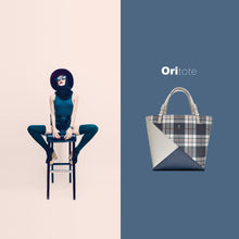 Load image into Gallery viewer, OriTote S [Colour Block | Navy Checkered]
